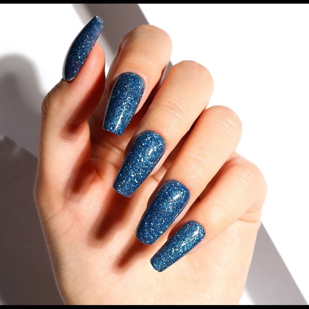 Nailboo Midnight Hour Navy Dark Blue Sparkle Nail Dip Powder NIB